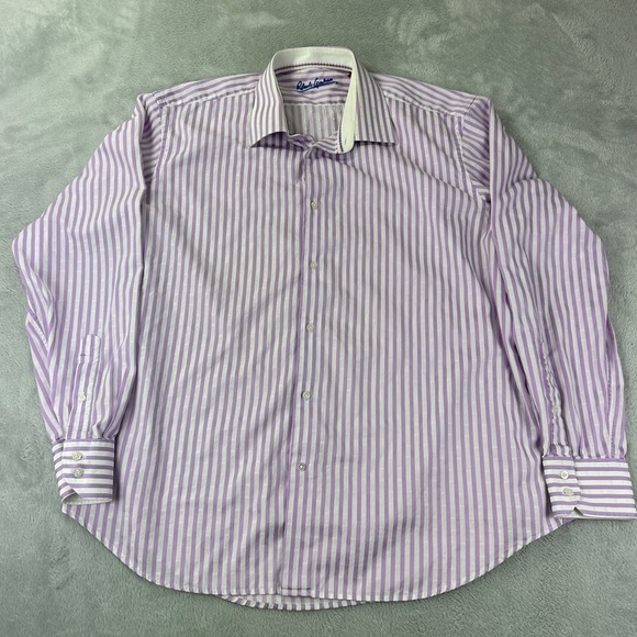 Robert Graham Striped Long Sleeve Dress Shirt Men XL